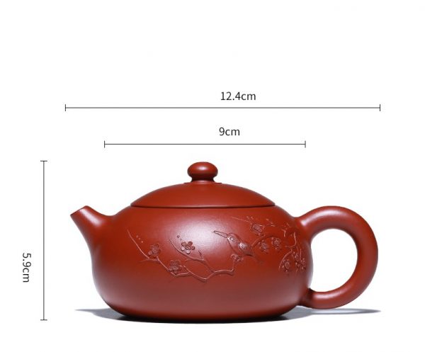 чайник ручной работы с налепным узором Соловей и вишня 13 Исинский чайник ручной работы с налепным узором Соловей и вишня, красная глина дахунпао