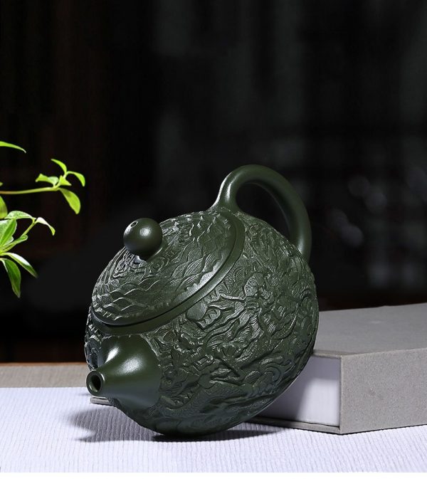 Коллекционный исинский чайник Си Ши Резной Дракон ручной работы с резьбой