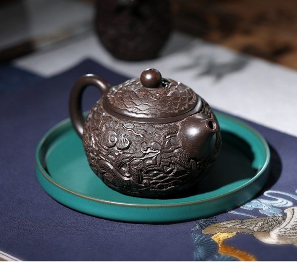 Коллекционный исинский чайник си ши ручной работы с резьбой